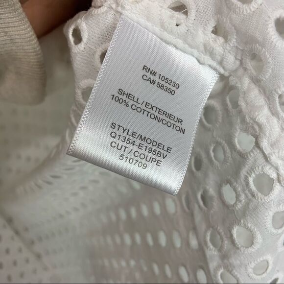 Equipement Femme Classic White Perforated Cotton Button Down Blouse Size XS - Picture 8 of 10